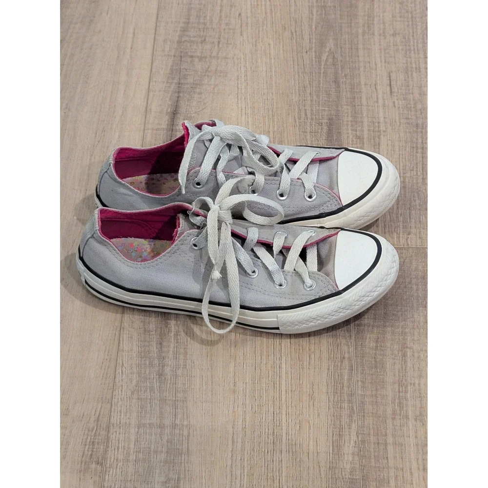 Converse Chuck Taylor All Star Low Top Gray Pink Junior 4 662626F Sneakers